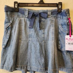 Denim Skirt with Belt